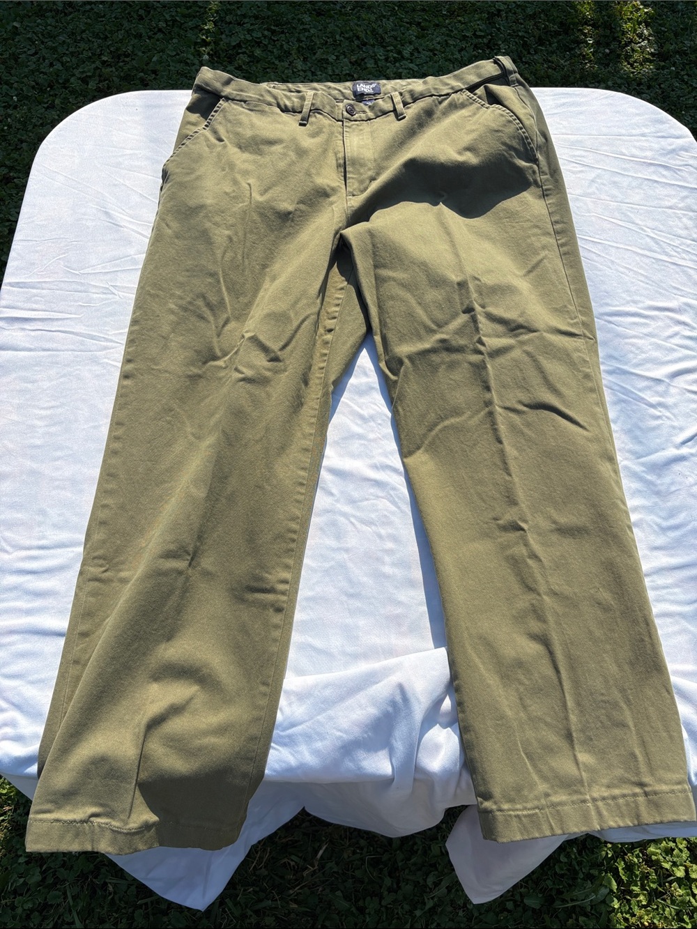 Lands' End Men's Adjustable waist Olive Green Chino Pants